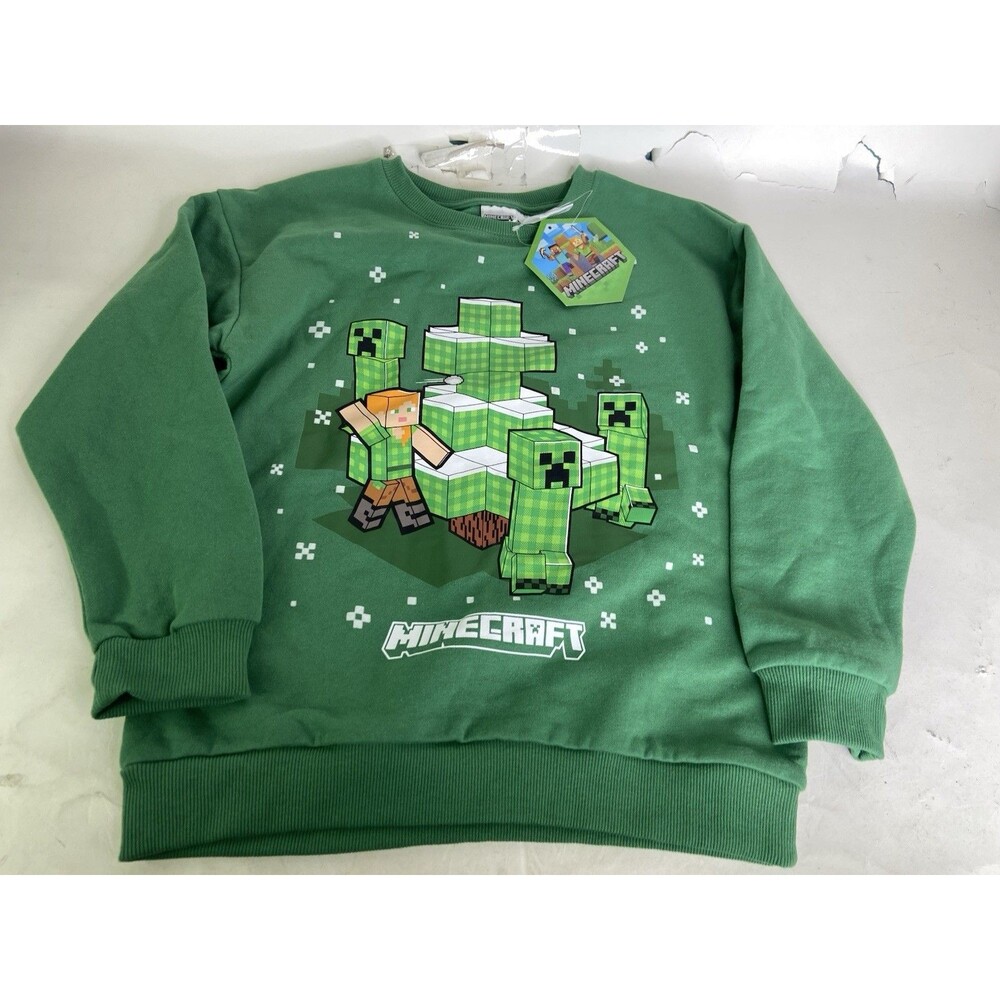 Minecraft Christmas Holiday Long Sleeve Sweatshirt Sweater Top Boys Size 10